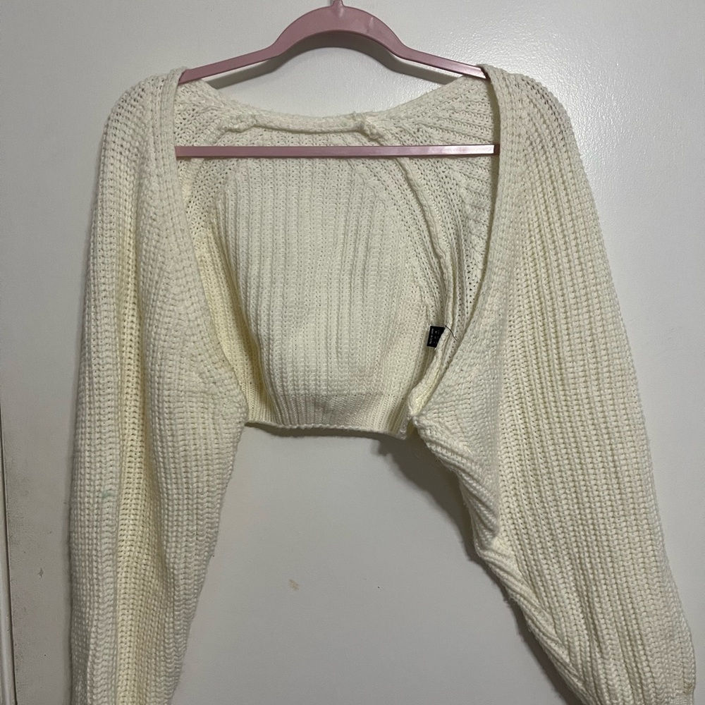 SHEIN Cream Knit Sweater Shrug